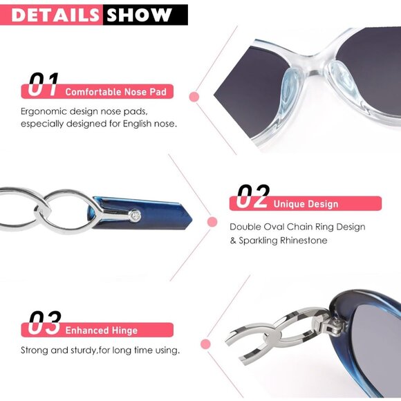 🆕Women Grey Trendy Oversized Sunglasses Ladies UV400 Polarized Big Frame Shades - Picture 5 of 6